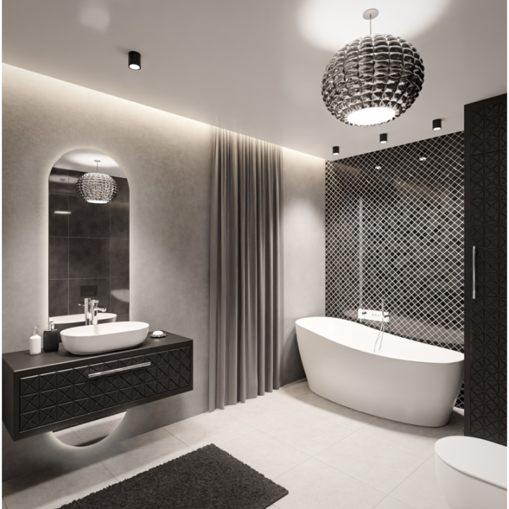 Ovális fürdőszobatükör két részből, megvilágítással - NIKO LED