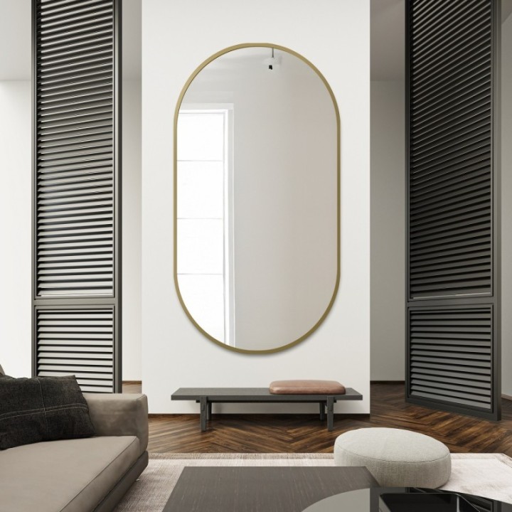 Ovális tükör arany MDF SLIM keretben - OLI