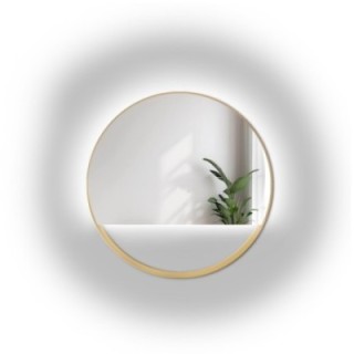Kerek tükör arany MDF SLIM keretben szabad térrel - OLENA LED