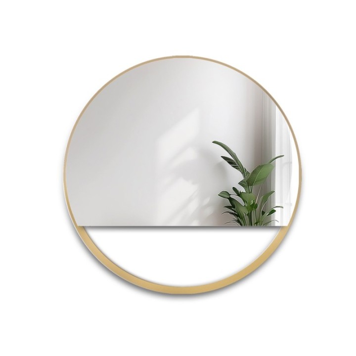 Kerek tükör arany MDF SLIM keretben, szabad térrel - OLENA
