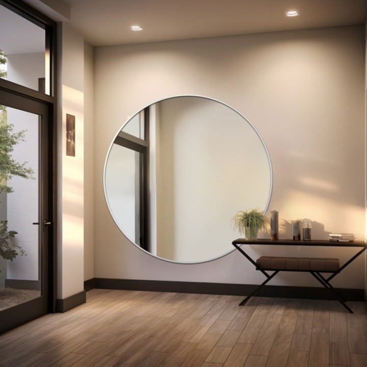 Kerek tükör fekete MDF SLIM keretben - OTYLIA