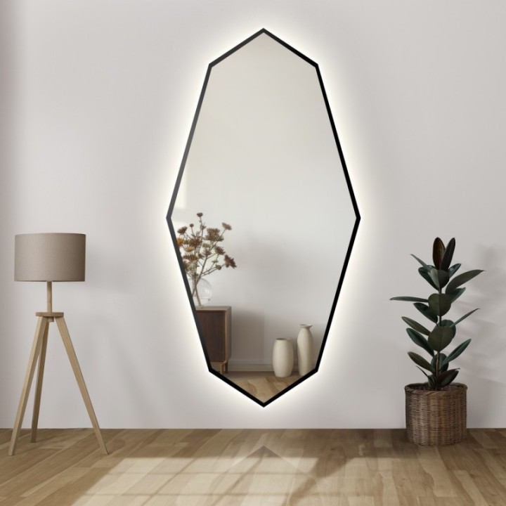 Dekoratív tükör éles, organikus formájú, megvilágított keretben - RIOLIT IN LED FRAME