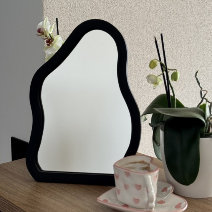 Kozmetikai tükör fekete MDF keretben - STONE PETITE