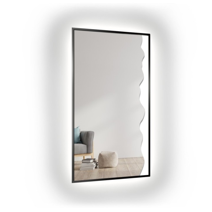 Dekoratív tükör fekete MDF keretben, megvilágítással - WIENA IN LED FRAME