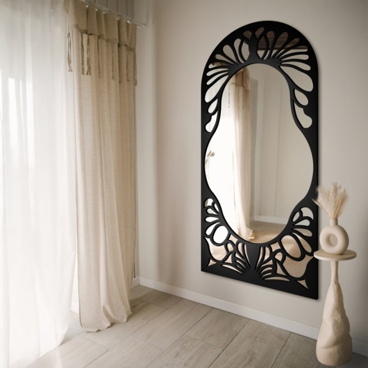 Félovális tükör áttört MDF díszítéssel - VERONELLE FIORE 90X200