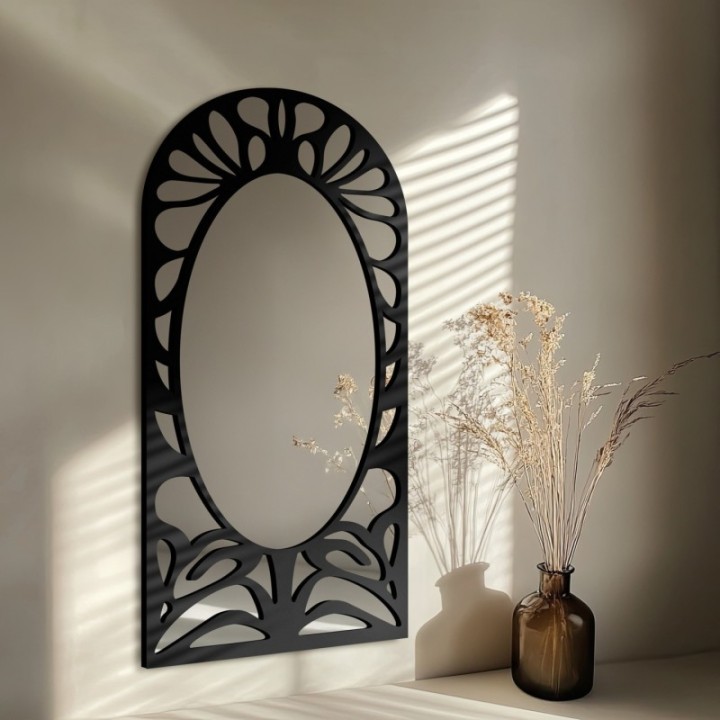 Félovális tükör áttört MDF díszítéssel - VERONELLE ROSAVA 95x200