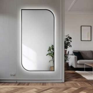 Tükör fekete MDF SLIM keretben, megvilágítással - KÖNNYCSEPP LED - több keretszínben