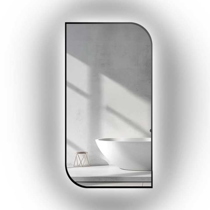 Tükör fekete MDF SLIM keretben megvilágítással - LED-es TEARDROP- a keret színe választható