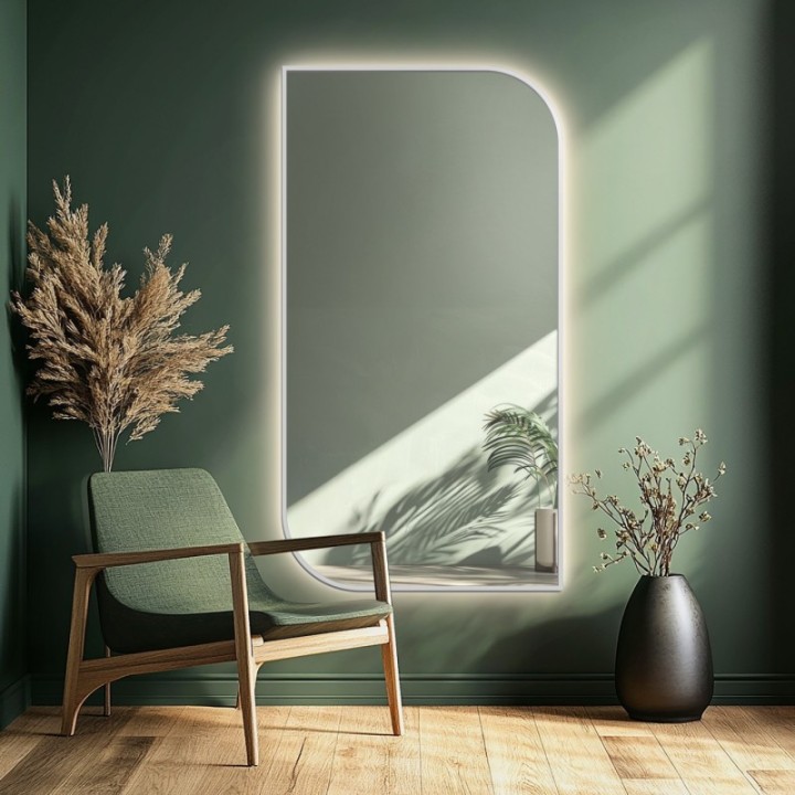 Tükör fekete MDF SLIM keretben megvilágítással - LED-es TEARDROP- a keret színe választható