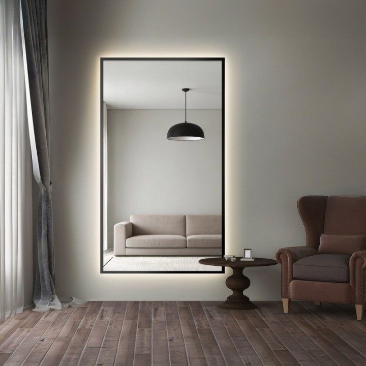 Fekete keretben lévő tükör megvilágítással - 1503 LED - keret színe az Ön választása szerint