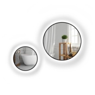Kerek tükörkészlet fekete MDF SLIM keretben megvilágítással - OTYLIA LED KIT - keret színe az Ön választása szerint