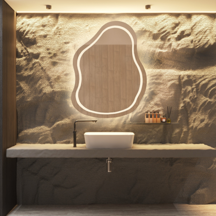 Szabálytalan alakú fürdőszobai tükör - STONE LED II
