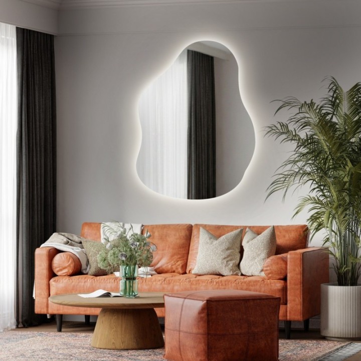 Szerves formájú tükör megvilágítással - STONE LED