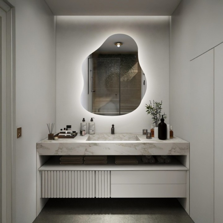 Szerves formájú tükör megvilágítással - STONE LED