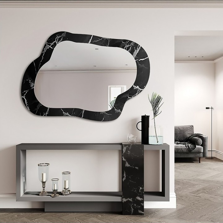 Szabálytalan tükör fekete-ezüst márványon - MARBLE GRISO