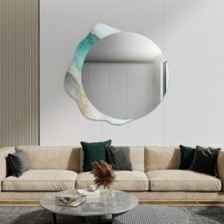 Kerek tükör szabálytalan zöld márványon - MARBLE FERRO