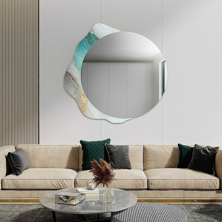 Kerek tükör szabálytalan zöld márványon - MARBLE FERRO