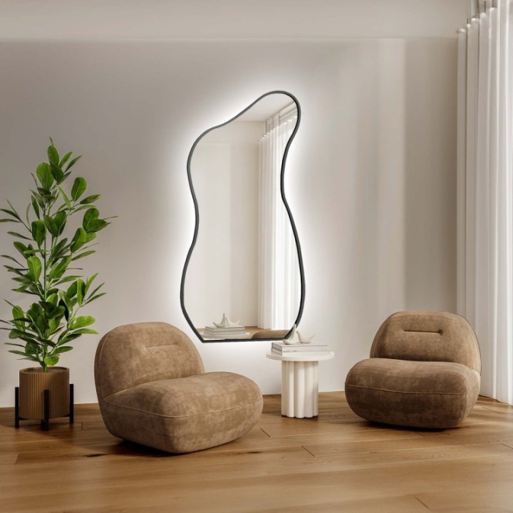 Szervesen formázott tükör keretben megvilágítással - ANGELIT IN LED FRAME