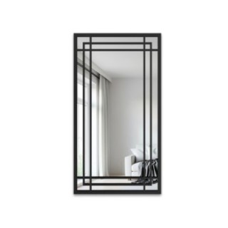 Loft stílusú tükör rácsos elemekkel, fekete MDF keretben - BERNARD