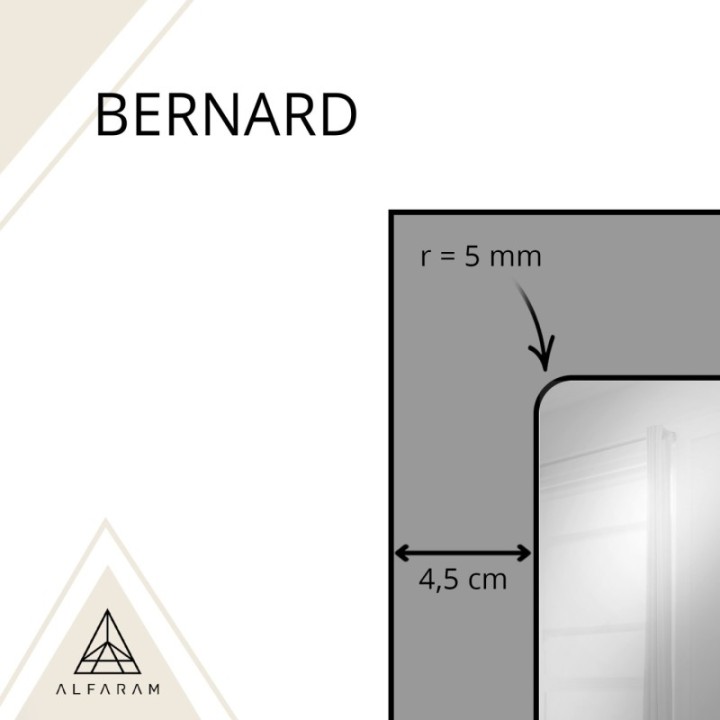 Loft stílusú tükör rácsos elemekkel, fekete MDF keretben - BERNARD