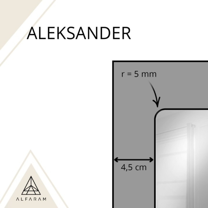 Loft stílusú tükör rácsos elemekkel, fekete MDF keretben - ALEKSANDER