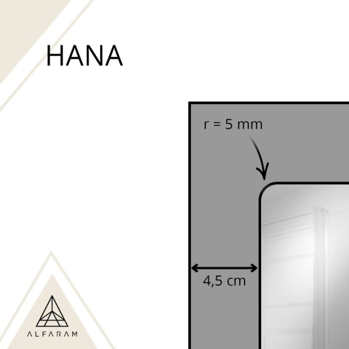 Loft stílusú tükör rácsos elemekkel, fekete MDF keretben - HANA