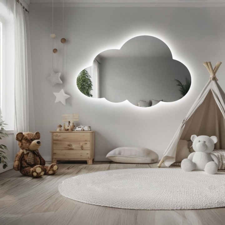 Felhő alakú tükör gyerekszobába LED világítással - CLOUD LED