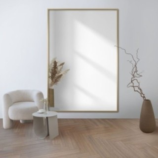Téglalap alakú tükör minimalista arany keretben 1201