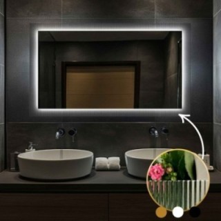 Téglalap alakú tükör katedrál üvegen Visiosun Classic LED világítással - LUXORA CLARITY LED