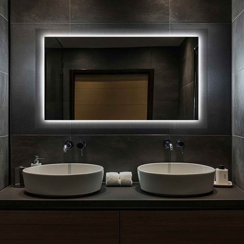 Téglalap alakú tükör katedrál üvegen Visiosun Classic LED világítással - LUXORA CLARITY LED