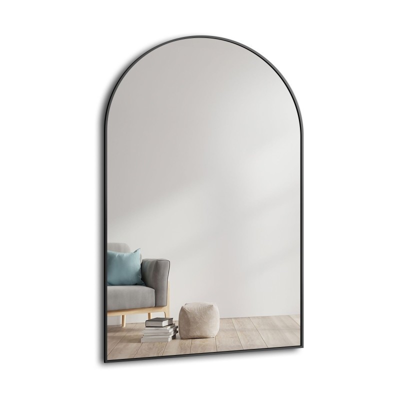 Félovális tükör fekete MDF SLIM keretben - DOMI