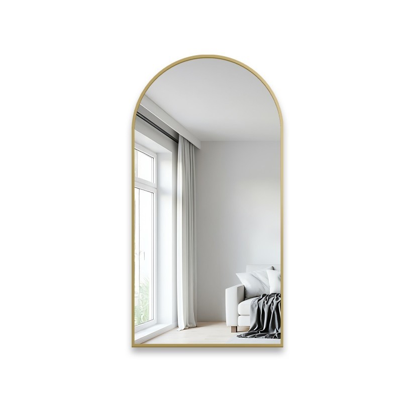 Félovális tükör arany MDF SLIM keretben - DOMI