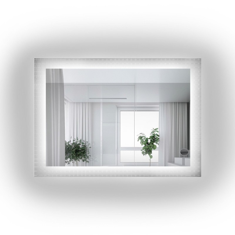 Téglalap alakú tükör katedrál üvegen Master Flex LED világítással - LUXORA ETERION LED