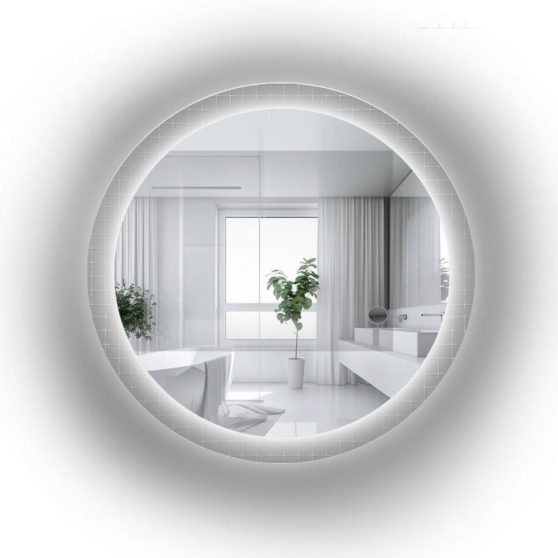 Kerek tükör katedrál üvegen Master Flex LED világítással - LUXORA FROSTED LED