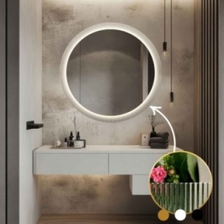 Kerek tükör katedrál üvegen Visiosun Classic LED világítással - LUXORA GLIMMER LED