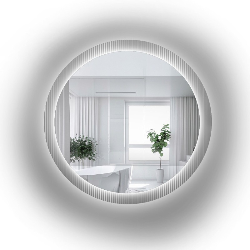 Kerek tükör katedrál üvegen Visiosun Classic LED világítással - LUXORA GLIMMER LED