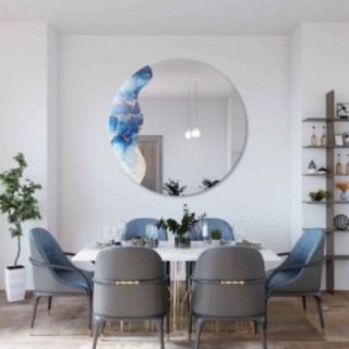 Szabálytalan tükör kerek kék márványon - MARBLE BLUVERO