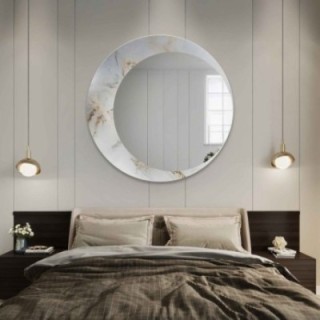 Kerek tükör fehér-arany márványon - MARBLE MARLUCE