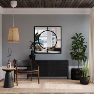 MDF négyzet alakú tükör loft körrel - MERA