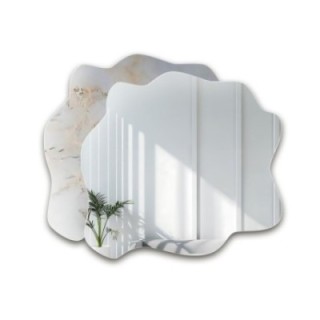 Szabálytalan tükör fehér-arany márványon - MARBLE BIALORO