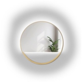 Kerek tükör arany MDF SLIM keretben szabad térrel - OLENA LED