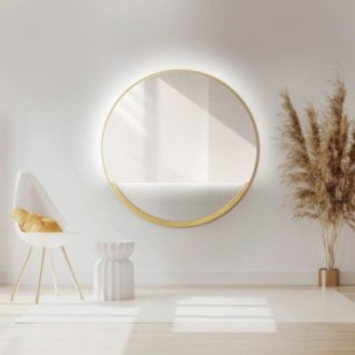 Kerek tükör arany MDF SLIM keretben szabad térrel - OLENA LED
