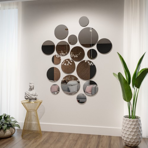 Kör alakú csiszolt tükörkészlet 17 db: 3x fi40, 8x fi30, 6x fi20