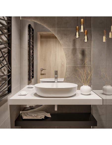 Félkör alakú tükör két részből álló megvilágítással - DOPPIO LED