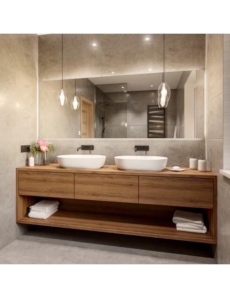 Téglalap alakú fürdőszobai tükör polírozva, megvilágítási lehetőséggel - AGIS LED MÉRETRE