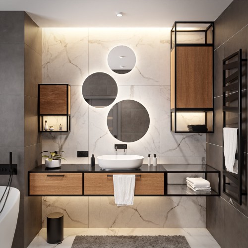 Három kerek tükörből álló készlet megvilágítással - TRES LED