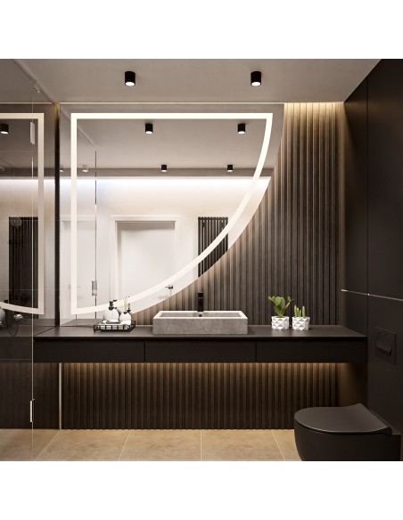 Fürdőszobai tükör negyedkör alakú világítással - NEGYEDKÖR LED II