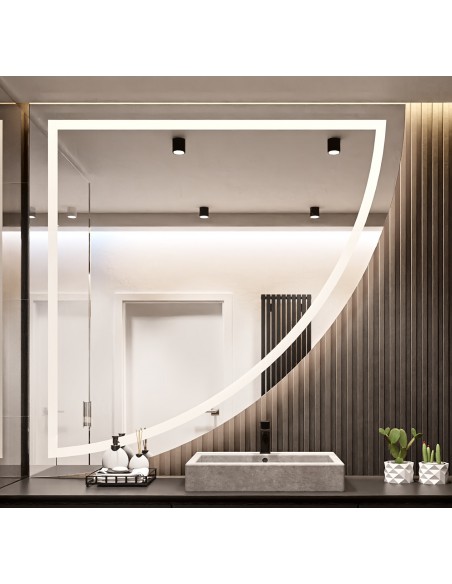 Fürdőszobai tükör negyedkör alakú világítással - NEGYEDKÖR LED II