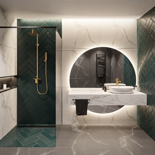 Kerek fürdőszobai tükör két részben világítással - WIRO LED 2