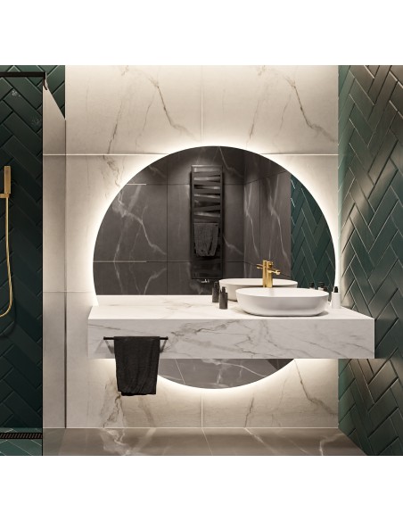 Kerek fürdőszobai tükör két részben világítással - WIRO LED